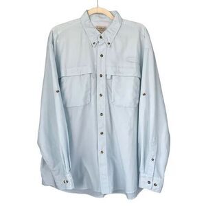L.L. BEAN Fishing Vented‎ Long Sleeve Button Up Shirt Size Large Blue